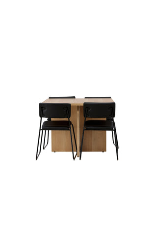 Venture Home Leo Matbord 100*75 - Oaklook / Oaklook MDF +Kenth Stol - Svart / Svart PU _4