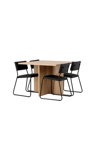 Venture Home Leo Matbord 100*75 - Oaklook / Oaklook MDF +Kenth Stol - Svart / Svart PU _4