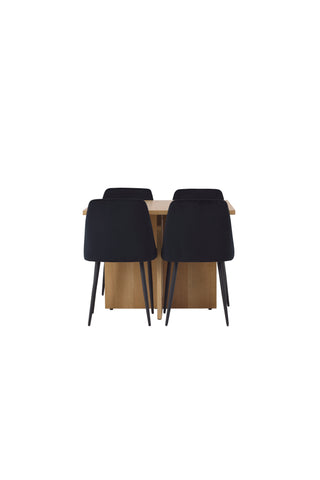 Venture Home Leo Matbord 100*75 - Oaklook / Oaklook MDF +Nattmatstol - Svart / Svart sammet _4