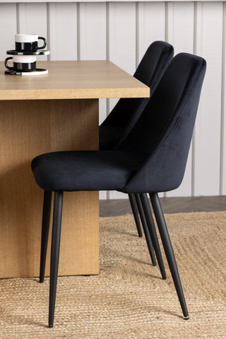 Venture Home Leo Matbord 100*75 - Oaklook / Oaklook MDF +Nattmatstol - Svart / Svart sammet _4
