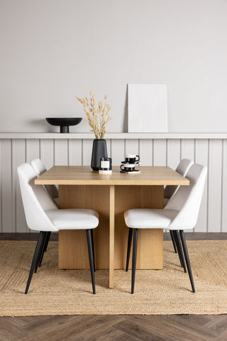 Venture Home Leo Matbord 100*75 - Oaklook / Oaklook MDF +Nattmatstol - Svart / Vit PU _4