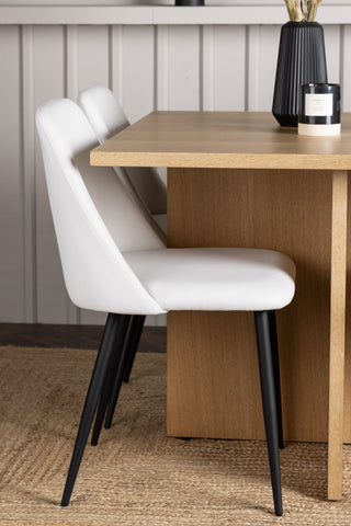 Venture Home Leo Matbord 100*75 - Oaklook / Oaklook MDF +Nattmatstol - Svart / Vit PU _4
