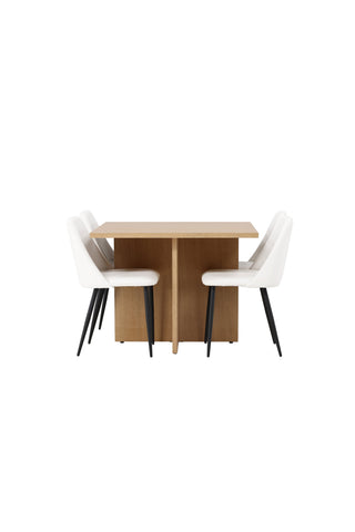 Venture Home Leo Matbord 100*75 - Oaklook / Oaklook MDF +Nattmatstol - Svart / Vit PU _4