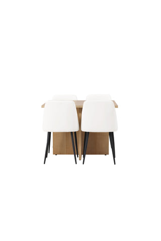 Venture Home Leo Matbord 100*75 - Oaklook / Oaklook MDF +Nattmatstol - Svart / Vit PU _4
