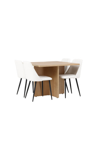 Venture Home Leo Matbord 100*75 - Oaklook / Oaklook MDF +Nattmatstol - Svart / Vit PU _4