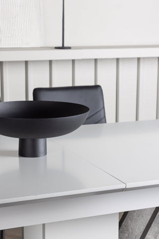 Venture Home Disa Matbord 120/160*80 - Vit / Grå MDF +Lily Matstol - Kromat ben / Svart PU _4
