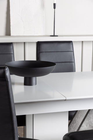Venture Home Disa Matbord 120/160*80 - Vit / Grå MDF +Tempo Matstol - Kromat ben / Svart PU _4