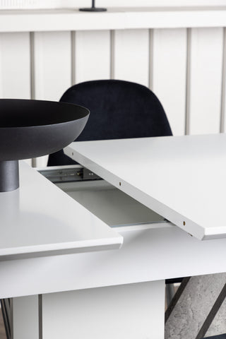 Venture Home Disa Matbord 120/160*80 - Vit / Grå MDF +Polar Matstol - Svart sammet / Krom _4
