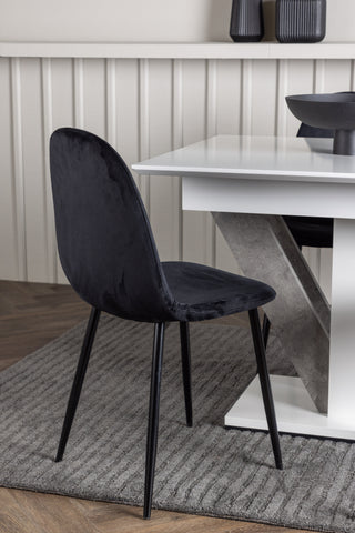 Venture Home Disa Matbord 120/160*80 - Vit / Grå MDF +Polar Matstol - Svarta ben / Svart sammet _4