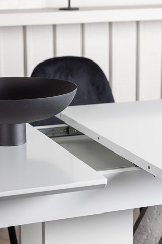 Venture Home Disa Matbord 120/160*80 - Vit / Grå MDF +Polar Matstol - Svarta ben / Svart sammet _4