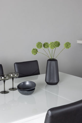 Venture Home Pluto Matbord 120/160*90- Vit / MDF Glas +Lily Matstol - Kromat ben / Svart PU _4