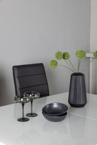 Venture Home Pluto Matbord 120/160*90- Vit / MDF Glas +Tempo Matstol - Kromat ben / Svart PU _4