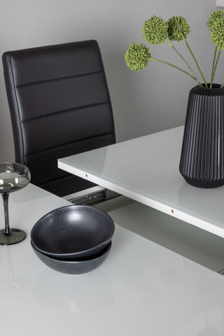 Venture Home Pluto Matbord 120/160*90- Vit / MDF Glas +Tempo Matstol - Kromat ben / Svart PU _4