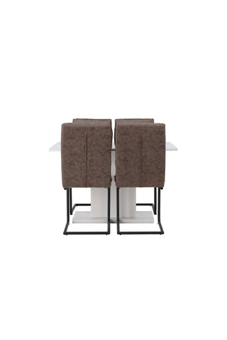 Venture Home Pluto Matbord 120/160*90- Vit / MDF Glas +Zizo Matstol - Svart / Brunt Mikrofibertyg _4