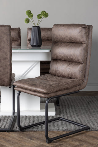 Venture Home Pluto Matbord 120/160*90- Vit / MDF Glas +Zizo Matstol - Svart / Brunt Mikrofibertyg _4