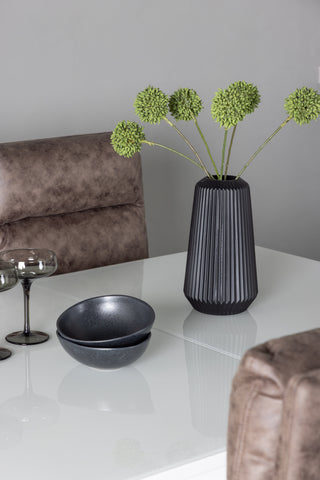 Venture Home Pluto Matbord 120/160*90- Vit / MDF Glas +Zizo Matstol - Svart / Brunt Mikrofibertyg _4