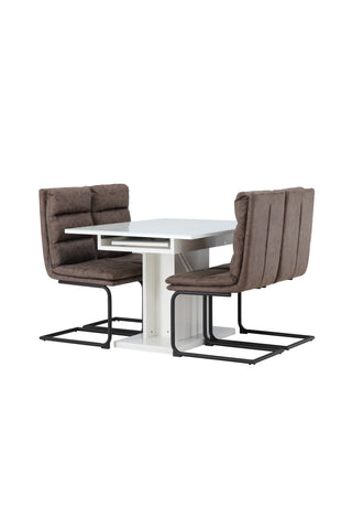 Venture Home Pluto Matbord 120/160*90- Vit / MDF Glas +Zizo Matstol - Svart / Brunt Mikrofibertyg _4