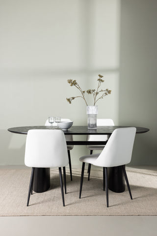 Venture Home Isolde Matbord 180*75 - Svart / Svart MDF +Nattmatstol - Svart / Vit PU _4