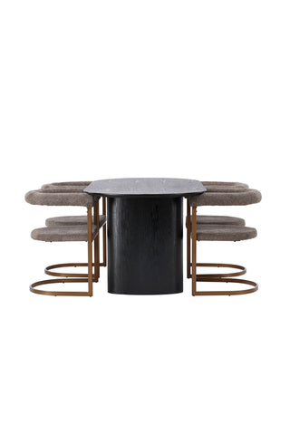 Venture Home Isolde Matbord 180*75 - Svart / Svart MDF + Morgonmatsalsstol - Svart / Svart Boucle _4