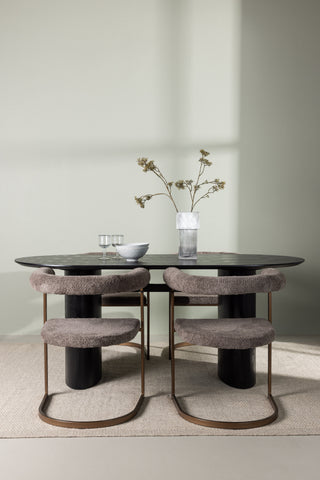 Venture Home Isolde Matbord 180*75 - Svart / Svart MDF + Morgonmatsalsstol - Svart / Svart Boucle _4