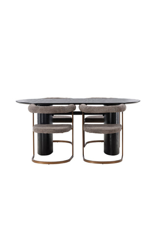 Venture Home Isolde Matbord 180*75 - Svart / Svart MDF + Morgonmatsalsstol - Svart / Svart Boucle _4