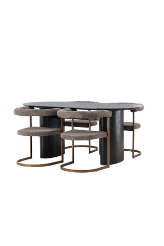 Venture Home Isolde Matbord 180*75 - Svart / Svart MDF + Morgonmatsalsstol - Svart / Svart Boucle _4