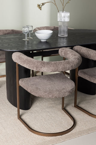 Venture Home Isolde Matbord 180*75 - Svart / Svart MDF + Morgonmatsalsstol - Svart / Svart Boucle _4