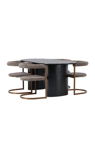 Venture Home Isolde Matbord 180*75 - Svart / Svart MDF + Morgonmatsalsstol - Svart / Svart Boucle _4