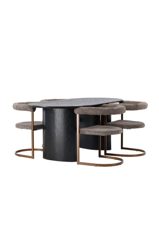 Venture Home Isolde Matbord 180*75 - Svart / Svart MDF + Morgonmatsalsstol - Svart / Svart Boucle _4