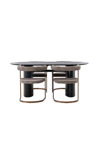 Venture Home Isolde Matbord 180*75 - Svart / Svart MDF + Morgonmatsalsstol - Svart / Svart Boucle _4