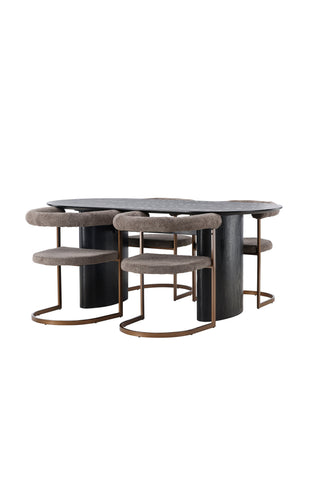 Venture Home Isolde Matbord 180*75 - Svart / Svart MDF + Morgonmatsalsstol - Svart / Svart Boucle _4