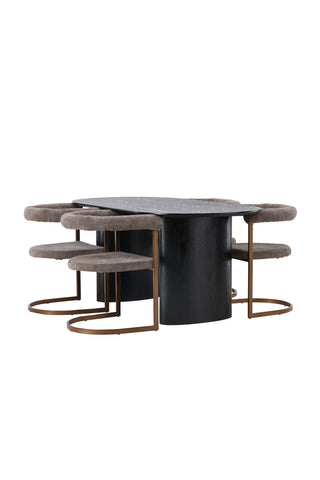 Venture Home Isolde Matbord 180*75 - Svart / Svart MDF + Morgonmatsalsstol - Svart / Svart Boucle _4