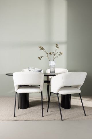 Venture Home Isolde Matbord 180*75 - Svart / Svart MDF +Day Dining Chair - Mattsvart / Vit Linne _4