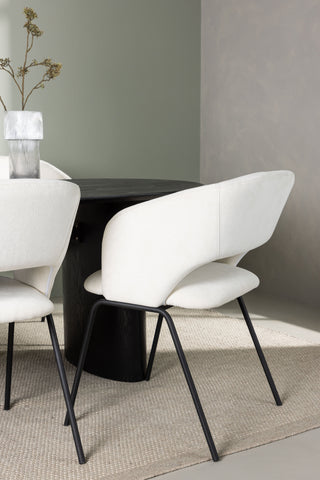 Venture Home Isolde Matbord 180*75 - Svart / Svart MDF +Day Dining Chair - Mattsvart / Vit Linne _4