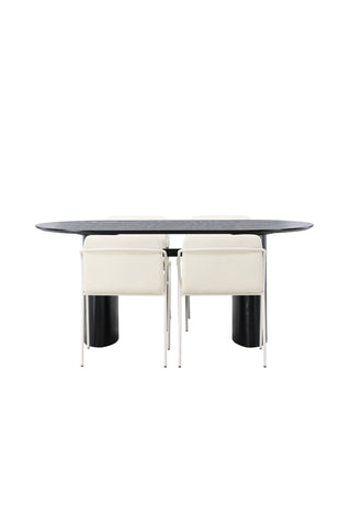 Venture Home Isolde Matbord 180*75 - Svart / Svart MDF +Tvist Matstol - Beige / Beige PU _4
