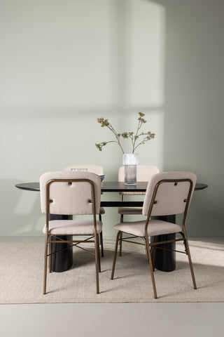 Venture Home Isolde Matbord 180*75 - Svart / Svart MDF +Seda Matstol - Mattbrunt / Beige Tyg _4