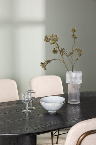 Venture Home Isolde Matbord 180*75 - Svart / Svart MDF +Seda Matstol - Mattbrunt / Beige Tyg _4