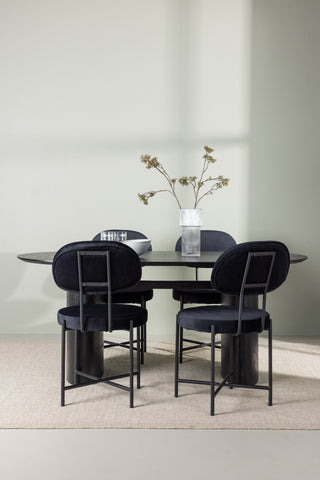Venture Home Isolde Matbord 180*75 - Svart / Svart MDF +Stella Matstol - Svart / Svart sammet _4