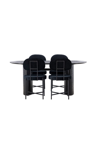 Venture Home Isolde Matbord 180*75 - Svart / Svart MDF +Stella Matstol - Svart / Svart sammet _4