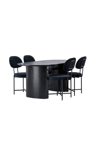 Venture Home Isolde Matbord 180*75 - Svart / Svart MDF +Stella Matstol - Svart / Svart sammet _4