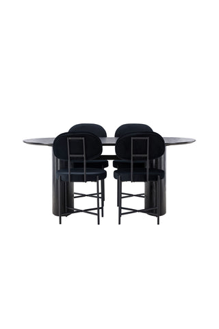 Venture Home Isolde Matbord 180*75 - Svart / Svart MDF +Stella Matstol - Svart / Svart sammet _4