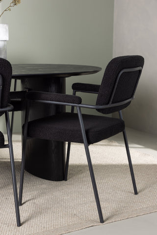 Venture Home Isolde Matbord 180*75 - Svart / Svart MDF +Yesterday Matstol - Svart / Svart Boucle _4