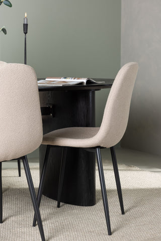 Venture Home Isolde Matbord 180*75 - Svart / Svart MDF +Polar Matstol - Svart / Beige Boucle _4