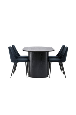 Venture Home Isolde Matbord 180*75 - Svart / Svart MDF +Nattmatstol - Svart / Svart sammet _4