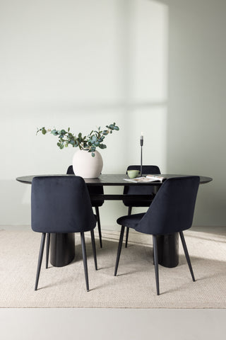 Venture Home Isolde Matbord 180*75 - Svart / Svart MDF +Nattmatstol - Svart / Svart sammet _4