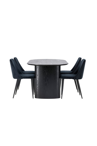 Venture Home Isolde Matbord 180*75 - Svart / Svart MDF +Nattmatstol - Svart / Svart sammet _4