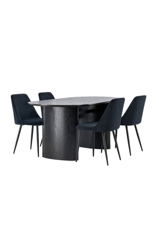 Venture Home Isolde Matbord 180*75 - Svart / Svart MDF +Nattmatstol - Svart / Svart sammet _4