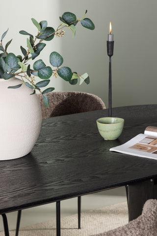 Venture Home Isolde Matbord 180*75 - Svart / Svart MDF + Modesto Matstol - Grå / Rökt Svart Boucle _4