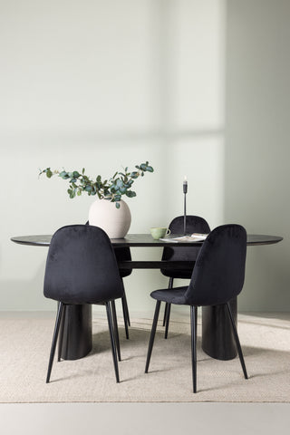 Venture Home Isolde Matbord 180*75 - Svart / Svart MDF +Polar Matstol - Svarta ben / Svart sammet _4