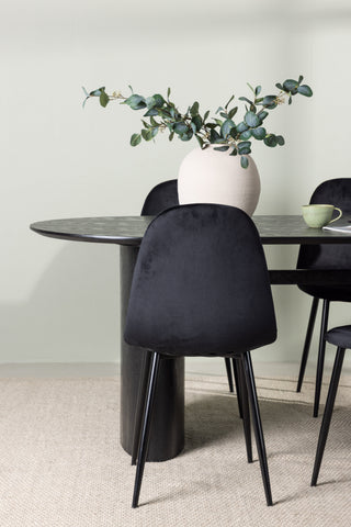 Venture Home Isolde Matbord 180*75 - Svart / Svart MDF +Polar Matstol - Svarta ben / Svart sammet _4